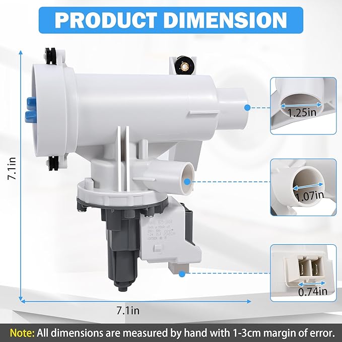 WH11X29539 Washer Drain Pump and Filter Assembly Compatible with GE Front Load Washing Machines Clothes Washer Replacement Parts AP6986715 4962370 PS16217203 EAP16217203 B25-3A04 PD00065822