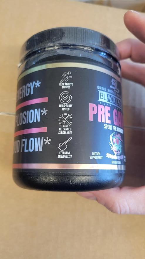 BLACKLABEL Supplements PRE-Game Pre Workout Powder, Strawberry Kiwi (40 Servings) – NSF Certified for Sport – Customizable 150mg Caffeine for Energy & Focus – Low-Stimulant Pre Workout for Men Women