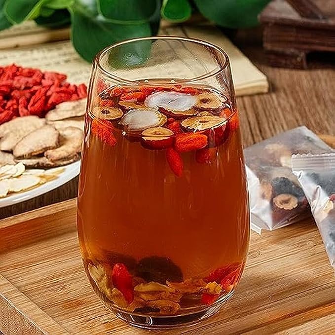 Ginseng Five Treasures Tea, kidney tea formula ginseng six treasure, Pure Chinese Herbal Medicine liver care, 5 Precious Ingredients Formula (1pc)