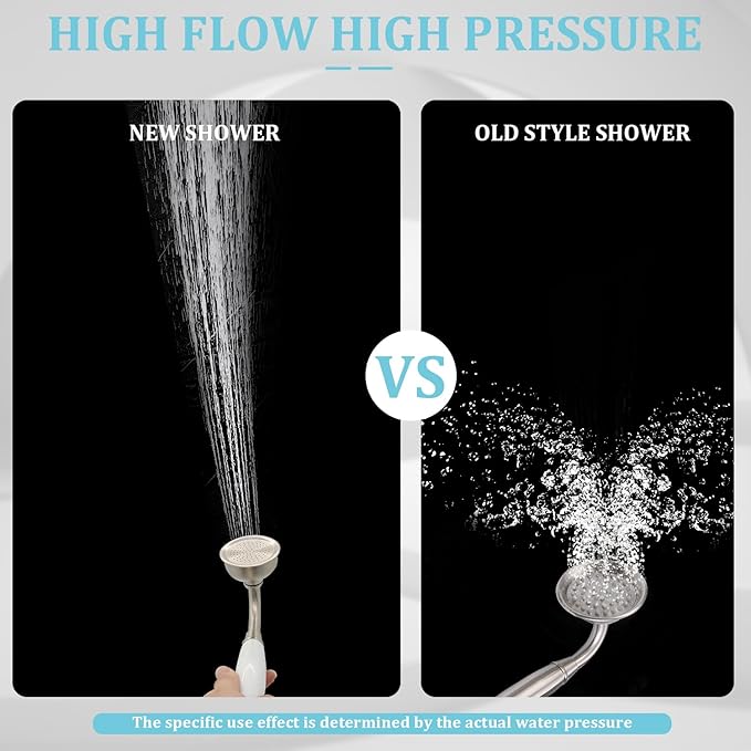 HOMEDEC Vintage Handheld Shower Head with 59inch Flexible Hose High-Pressure Antique Rain Showerhead Combo Replacement No Wand Holder, Round Telephone Shape, Brushed Nickel