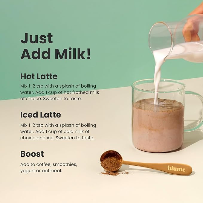 Blume Mint Cacao Blend - Superfoods latte with Brain Boosting Adaptogen Organic Cacao - Keto Friendly & Vegan Hot Chocolate - 30 Servings