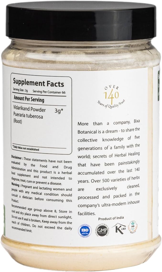 bixa BOTANICAL Indian Kudzu Root Powder (Pueraria tuberosa/Vidarikand) Ayurvedic Natural Herbal Supplement - 7 Oz (200g)