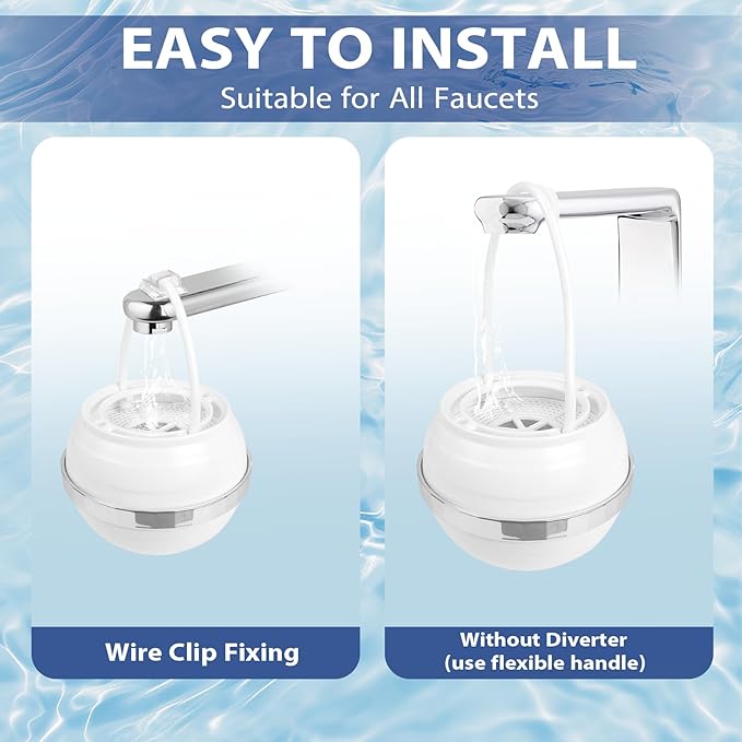 Bath Filter for Tub, 8 Stages Bathtub Water Filter, Bath Water Filter to Removes Lead, Chlorine and Fluoride, 2,500 Gallons of Filtration, Water Softener, BPA Free