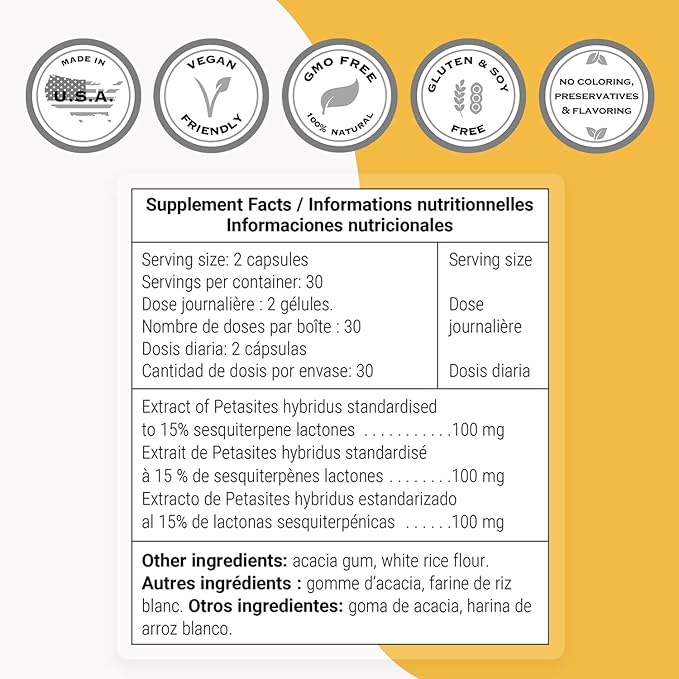 Supersmart - Butterbur Extract (High Potency) - 15% Sesquiterpenes - Natural Herb Supplement | Non-GMO & Gluten Free - 60 Vegetarian Capsules