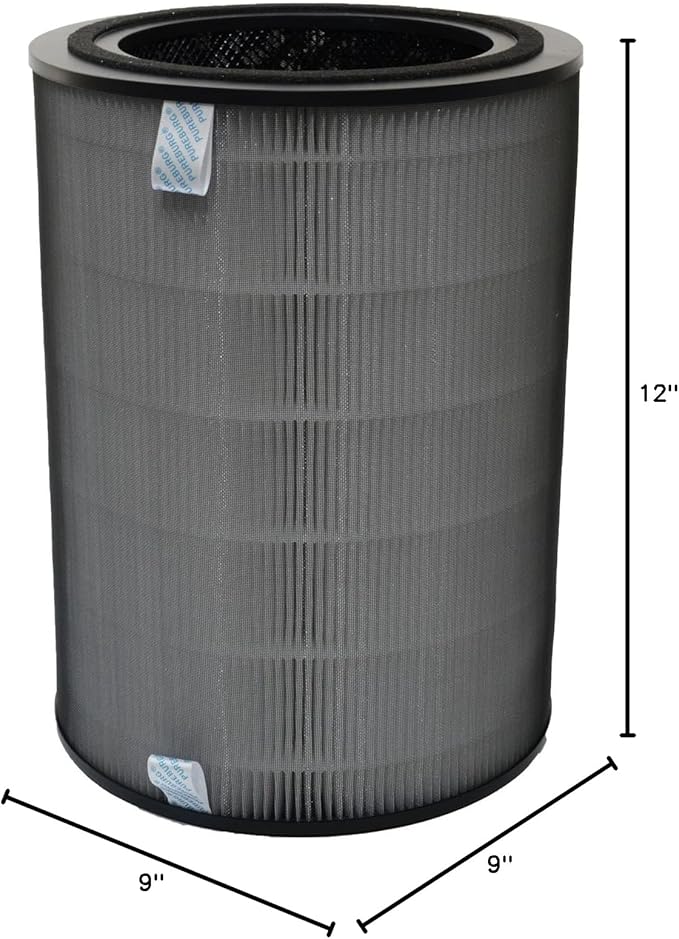 PUREBURG Replacement Filter Compatible with Dreo Macro Max S Smart True HEPA Air Purifier, H13 HEPA 3-Stage Filtration Activated Carbon 2-IN-1