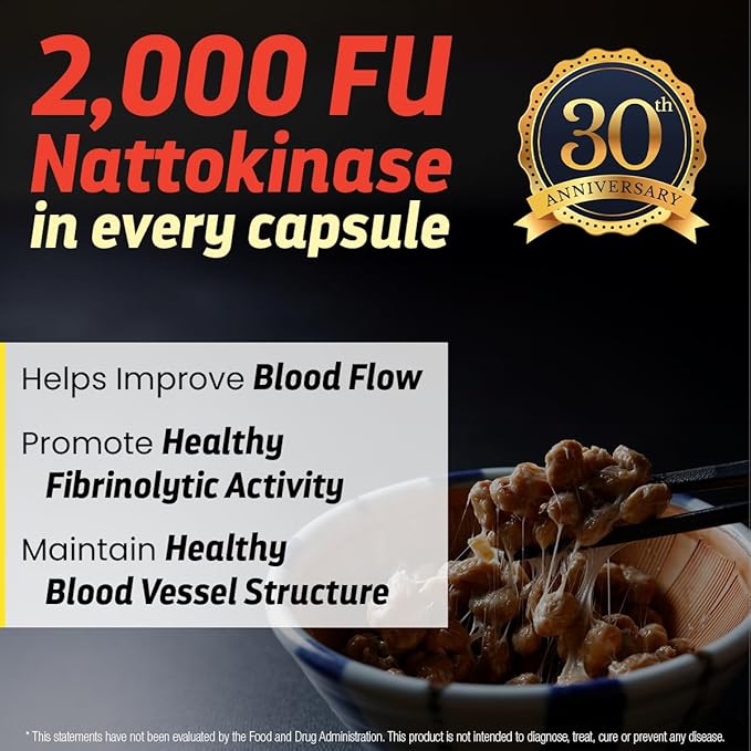 Nattokinase 2000 FU - Nattokinase Supplement Supports Cardiovascular Health and Healthy Blood Circulation - Non-GMO, Gluten-Free, 270 Veggie Capsules, Made in The USA