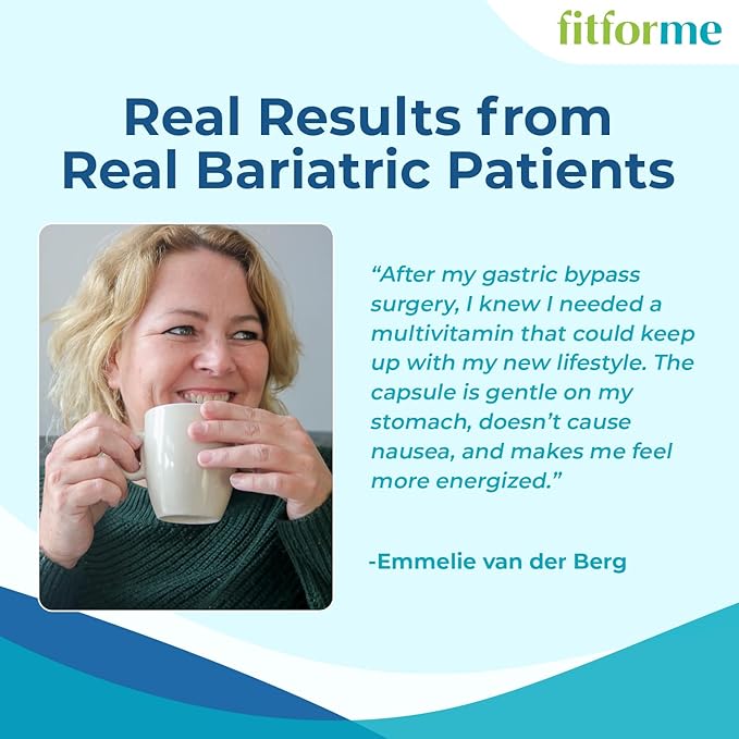 FitForMe One-a-Day Bariatric Multivitamin with Iron — After Weight-Loss Surgery (Gastric Bypass) — Easy-to-Swallow WLS Forte Capsule, 30 Count, 1-Month Supply