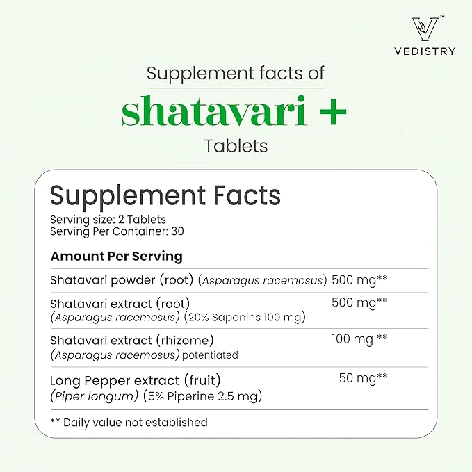 Shatavari Root Extract Tablets for Women | Hormonal Balance & Fertility Support | Lactation & Uterine Health Supplement | 1100mg with Long Pepper | 60 Vegan Tablets