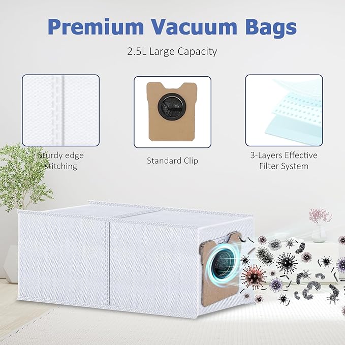 Replacement Parts Kit for eufy Omni C20 Robot Vacuum Accessories, 2 Roller Brushes, 4 Filters, 6 Side Brushes, 6 Mop Pads, 6 Dust Bags, 24 Pack