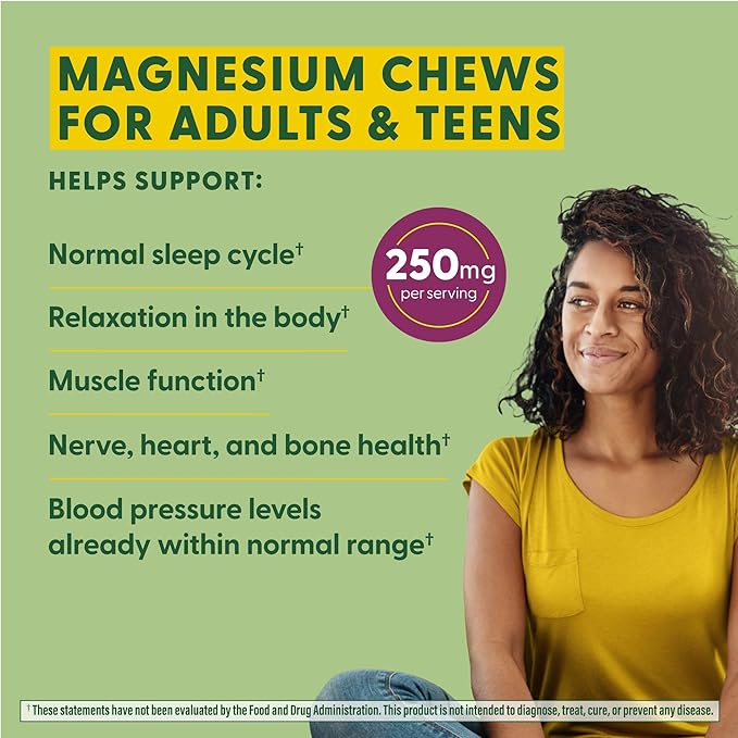MegaFood Relax + Calm Magnesium Supplement - Soft Chews with Magnesium Citrate & Malate for Heart Health, Muscle Tension & More - Vegetarian - Grape-Flavor - 30 Chews (15 Servings)
