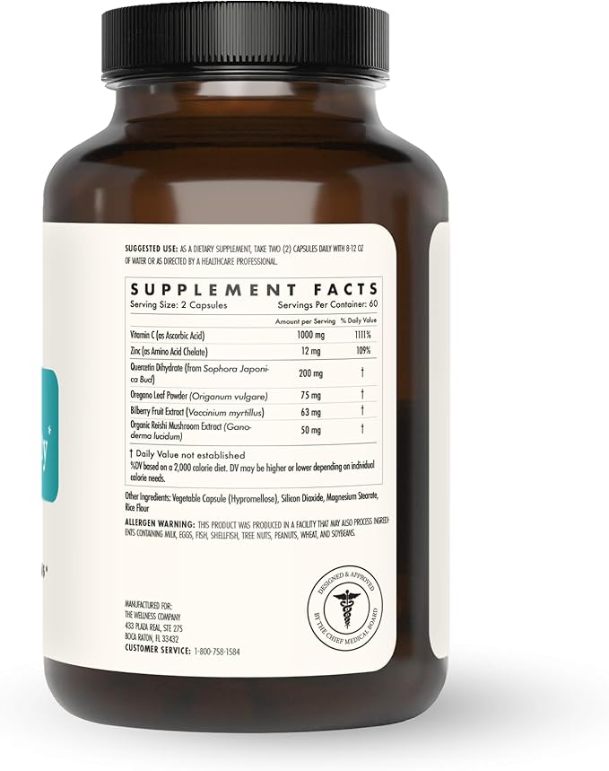 The Wellness Company Natural Immunity | 120 Capsule (2 Month Supply) | Formulated for Powerful Daily Immune Defense | Non-GMO, Vegan, Gluten Free | for Supporting Healthy Immune Function