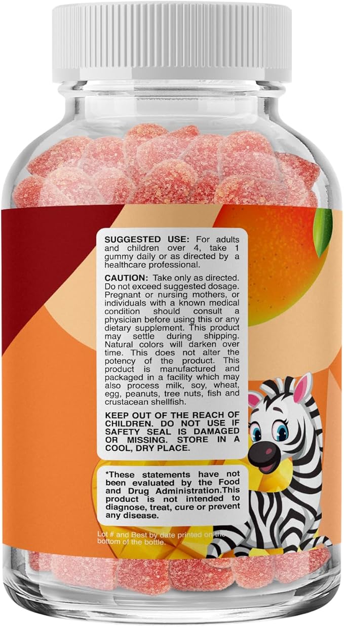 Kids Lutein Gummies - Mango Flavored Potent Lutein and Zeaxanthin Supplements for Eye Health - Eye Vitamins for Blue Light Protection, Dryness, Strain Support & Visual Sharpness - 60 Count