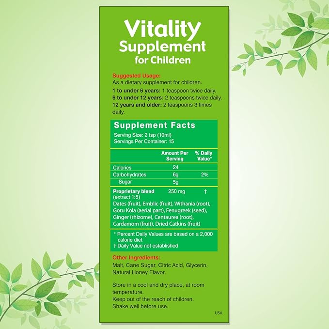 HERBION Naturals Vitality Supplement for Children, Promotes Growth and Appetite, Relieves Fatigue, Improves Mental & Physical Performance, for Kids 1 Year & Above (Pack of 24)