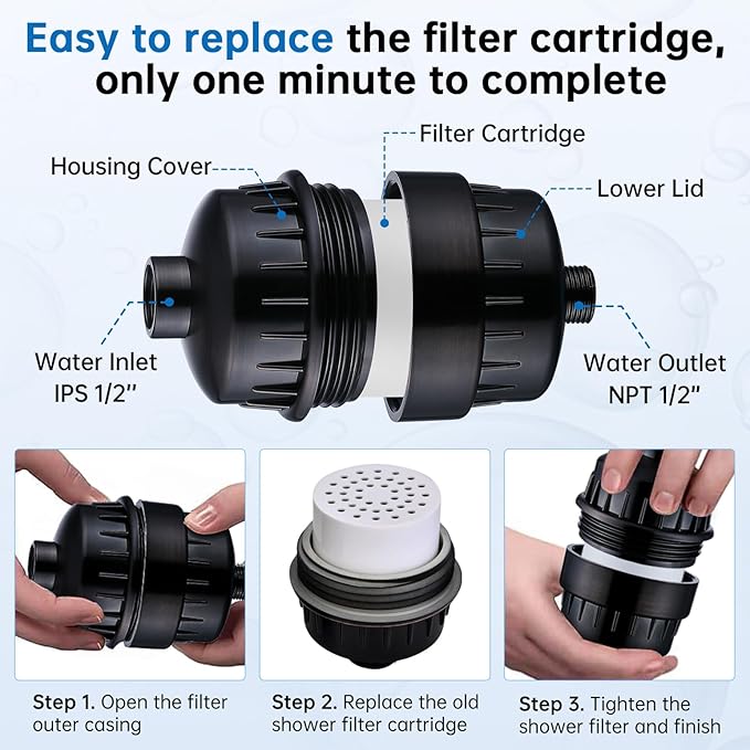 G-Promise Luxury Filtered Handheld Shower Head, Shower Set 6 Spray Showerhead with Effective Filter of 2 Cartridges, Adjustable Metal Bracket, Extra Long Hose (Oil Rubbed Bronze with Filter)