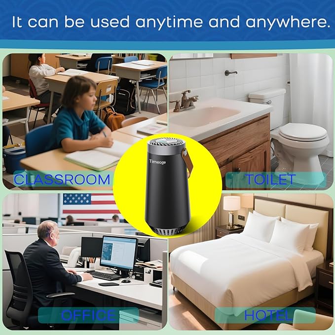 Ozone Generator for Car, 2 in 1 Odor eliminator and Air Ionizer to Remove Smoke Smell, Pet Odor, Dust Mites,PM2.5, Allergens, Portable Rechargeable Air Purifier for Home Room or Travel Black