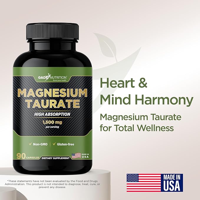 Gade Nutrition Pure Magnesium Taurate Calm & Sleep Supplement | Magnesium Supplement in Capsules Made in USA | Great Magnesium Complex