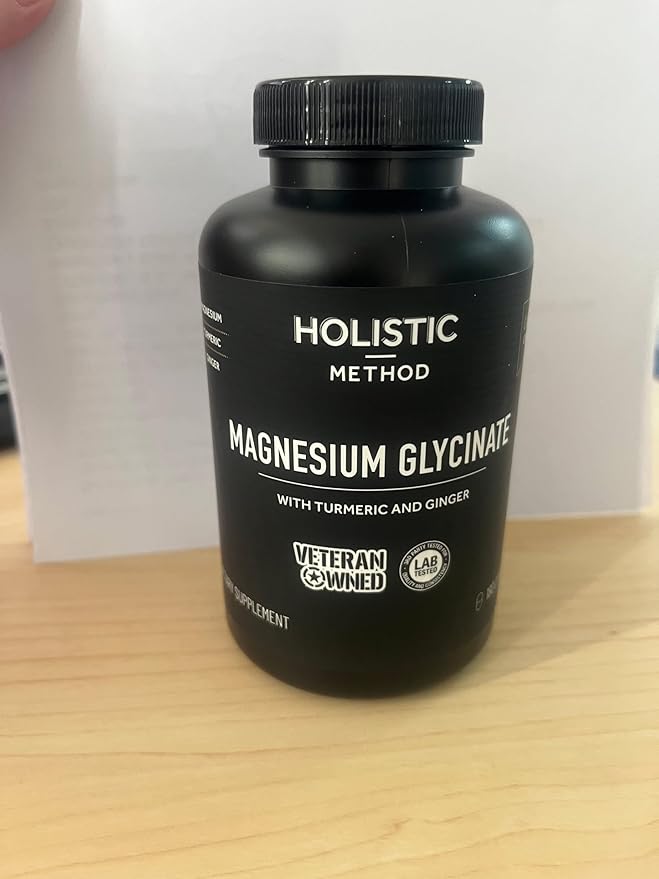 Magnesium Glycinate Capsules with Organic Turmeric and Ginger - 180 Vegan Capsules for Sleep, Relaxation, Muscle Cramps and Immune Support
