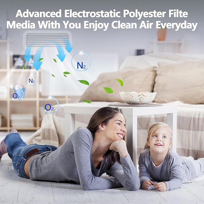 20" x 120" Air Vent Filters, with 48Pcs Adhesive Hook Tape, Cut to Size Air Filter Material HVAC Furnace Filters Kit MERV 8 Triple Vent Filter for Home Floor Register, Ceiling, Grilles