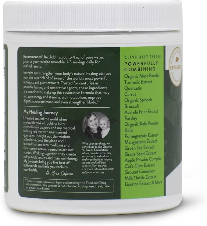 VIDAPURA Mighty Maca Plus by Dr. Anna Cabeca – Organic Superfood Greens Powder for Daily Energy & Vitality, Vegan & Alkaline, 60 Servings