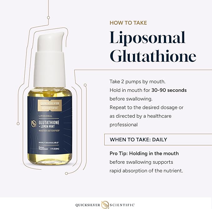 Quicksilver Scientific Liposomal Glutathione - Superior Absorption Oral Glutathione Supplement for Detox & Immune Support - Lemon Mint (1.7 fl oz)