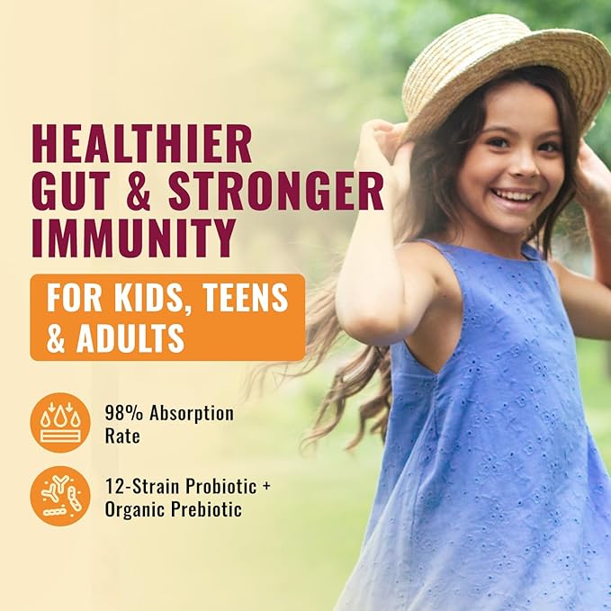 USDA Organic Liquid Probiotic for Kids, Women & Men, Toddler Probiotic Drops with Alfalfa Prebiotic Blend + Acidophilus for Gut Health, Vegan, Non-GMO, Dairy, Gluten & Sugar Free