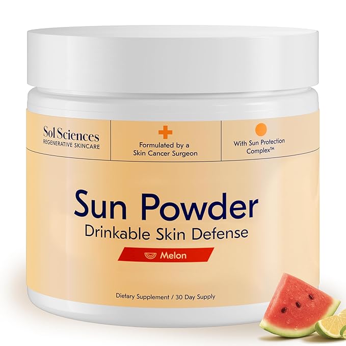 The First 3-in-1 Drinkable Skincare, by World-Class Dermatologist & Skin Surgeon, Regenerative Formula, Nicotinamide, Collagen Peptides, Biotin, Glutathione (30 Servings, Melon Sunrise)