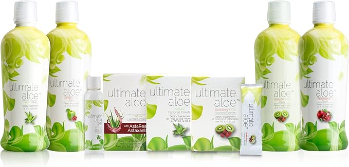 Ultimate Aloe – Aloe Vera Juice for Gut Health, Digestive Comfort, Immune Support, and Nutrient Absorption – Strawberry & Kiwi Flavor – 16 Servings