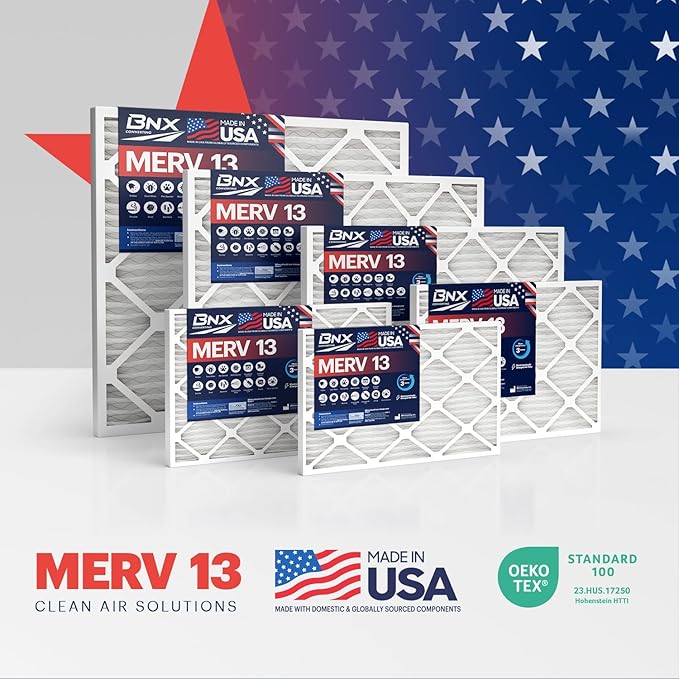 BNX TruFilter 10x30x1 Air Filter MERV 13 (4-Pack) - MADE IN USA - Electrostatic Pleated Air Conditioner HVAC AC Furnace Filters for Allergies, Pollen, Mold, Bacteria, Smoke, Allergen, MPR 1900 FPR 10