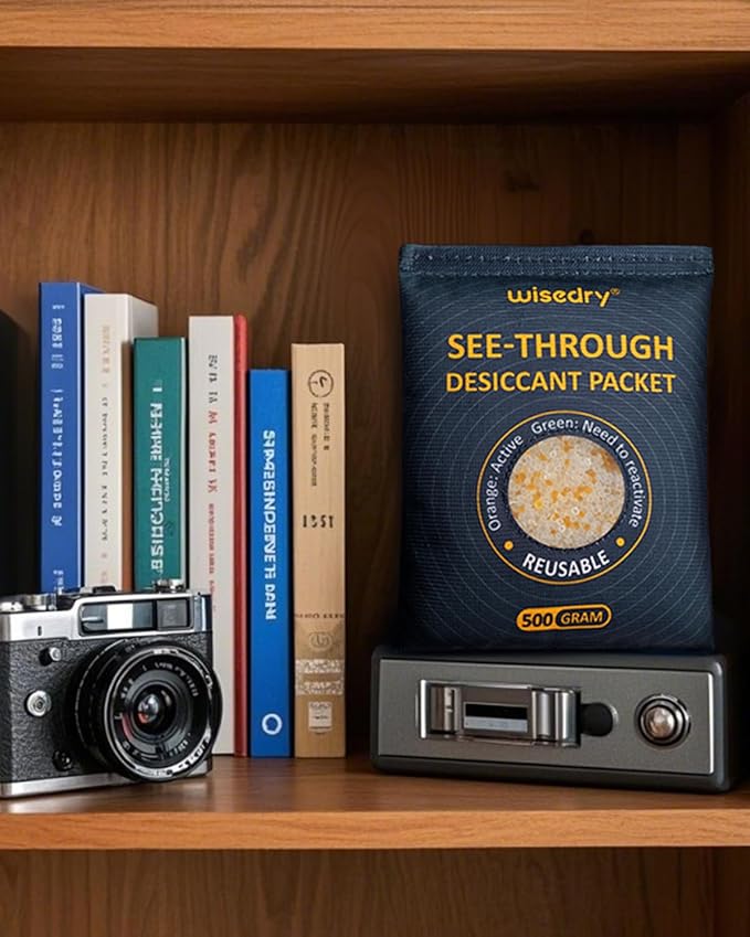 wisedry 500GX2 See-Through Silica Gel Packets, Color-Indicating Desiccant Packs for Storage, Reusable Safe Dehumidifier, Heat Resistant Dehumidifier Bags