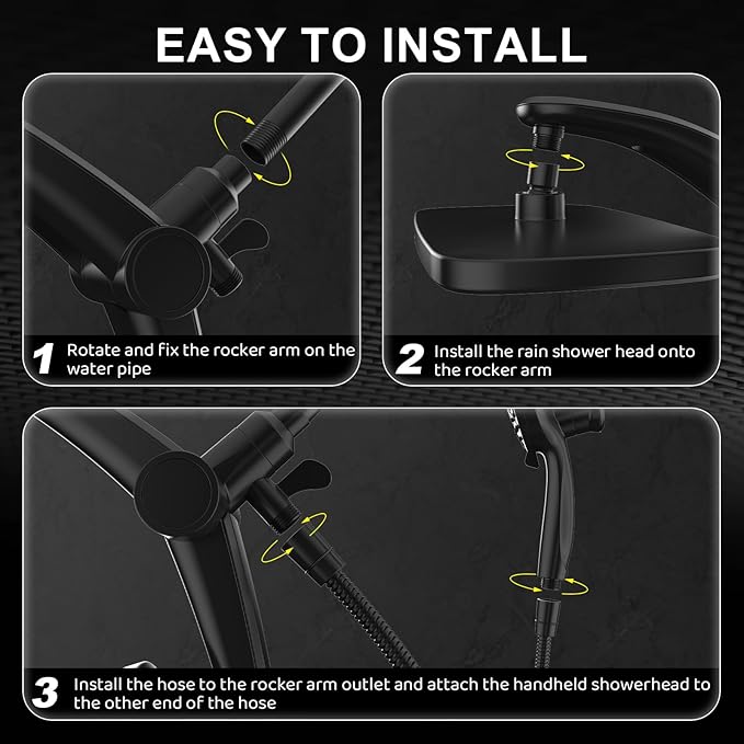 Rain Shower Head with Handheld High Pressure rainfall Shower Heads with Handheld Spray Combo Adjustable one-piece stand daul shower head Built-in Magnetic Docking and Power Jets