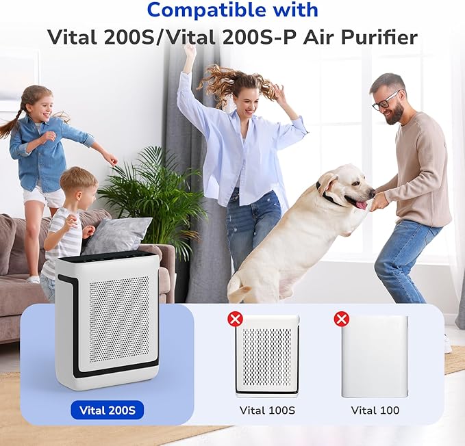 Fil-fresh Vital 200S Replacement Filter, Compatible with LEVOIT Vital 200S, Vital 200S-P Air Purifier, 3-in-1 H13 True HEPA & Activated Carbon, Replace Vital 200S-RF-SR, Smoke Remover, Blue, 2-Pack