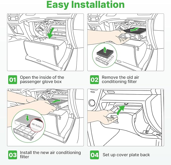 2-Pcs Cabin Air Filter with Activated Carbon for Hyundai Elantra, Ioniq 5, Santa Fe, Sonata, Tucson & Kia K5 Cabin Filter Replacement for 97133L1000 Automotive Accessories