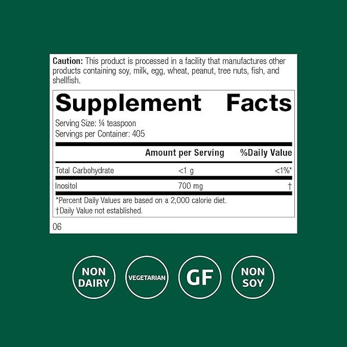 Standard Process Inositol Powder - Daily Heart Supplement for Cardiovascular & Nervous System Support - Gluten-Free, Non-Dairy & Non-Soy - 10 Ounces (405 Servings)