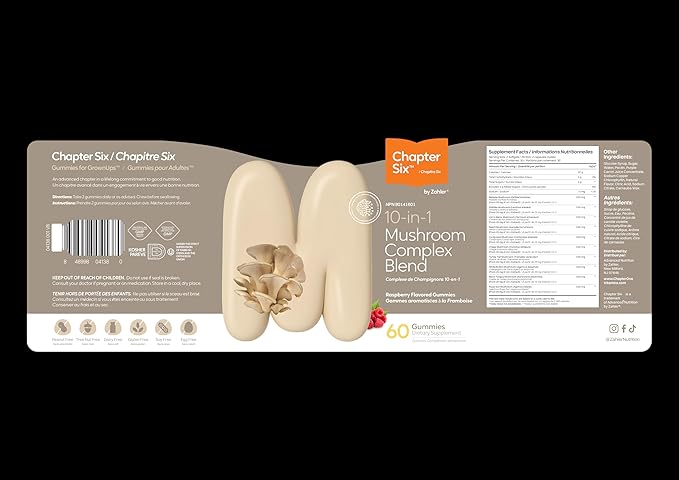 Zahler 10-in-1 Mushroom Gummies Raspberry Flavored with Lions Mane Mushroom, Reishi, Cordyceps, White Button, Plus 6 Adaptogenic Mushrooms 60