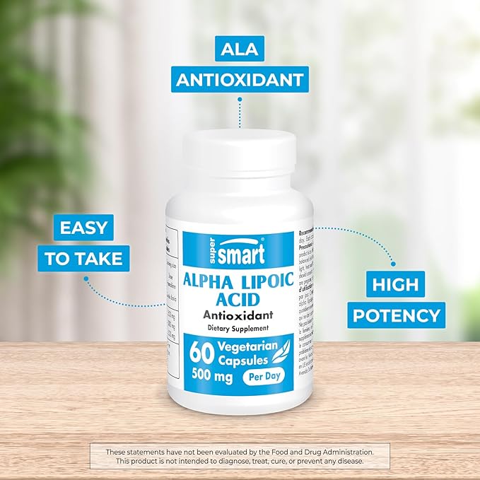 Supersmart - Alpha Lipoic Acid 500mg per Day - High Potency Universal Antioxidant - ALA Supplement | Non-GMO & Gluten Free - 60 Vegetarian Capsules