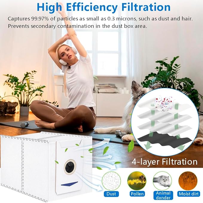 21 Pack Replacement Parts for Yeedi M12 PRO+ Robot Vacuum Accessories Kit, Cleaner Inclue 1 V-shaped Brush, 6 Side Brushes, 6 Dust Bags, 4 Hepa Filters, 4 Mop Pads, 1 Clean Tool