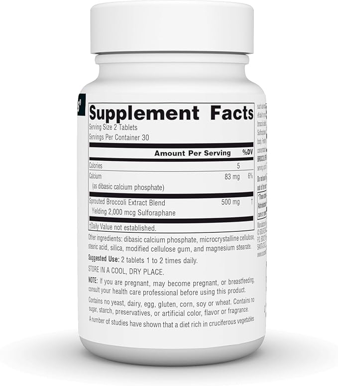 Source Naturals Broccoli Sprouts Extract, Provides 2,000 mcg of Sulforaphane per Serving, 250 mg - 60 Tablets