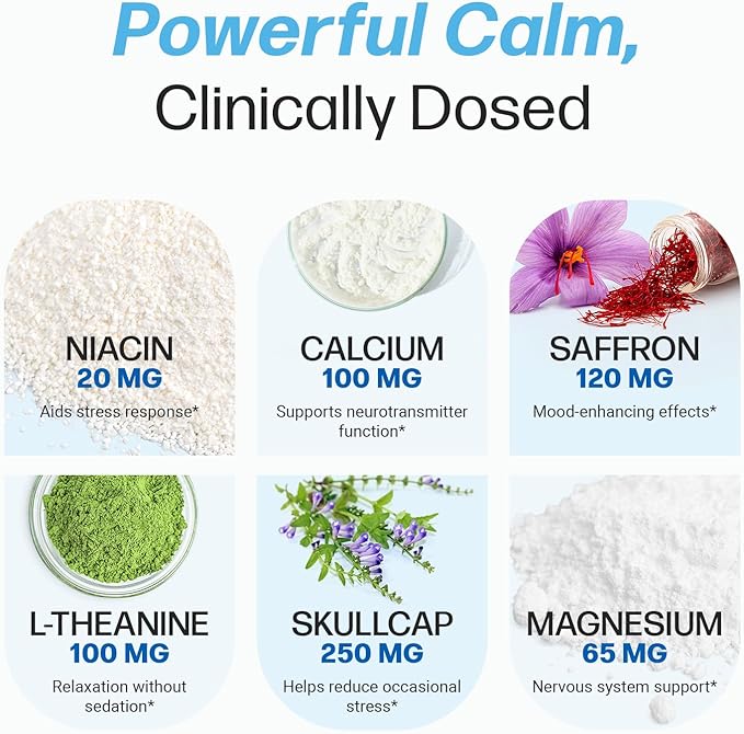 Life Happns Chillax, Calm Support Supplement, L Theanine, Magnesium, GABA and Saffron Supplements for Relaxation, Natural Mood Health Support for Adults, Calming and Relaxing, 60 Capsules