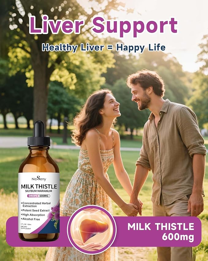 Milk Thistle Supplement, Silymarin Milk Thistle Extract for Liver Support, Cleanse, Detox, Antioxidant Support, Daily Liver Supplement, Vegan & Non-GMO, 4 FL OZ
