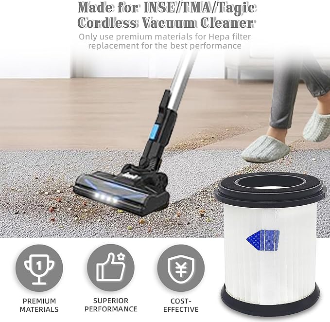 High-Efficiency Filter Replacement for TMA T120 T121 T151 T150 T220 T210 T181 T180 T220 Cordless Vacuum Cleaner/INSE N5S N5T S6T S6P Pro S610-8 pack+1pc brush