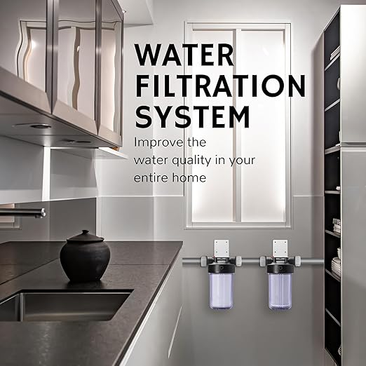 Airthereal Whole House Water Filter Housing, 10" x 4.5" Sediment Carbon Cartridge Universal Housing, Pre-Filtration System for Well and City Water with 1" NPT Port and Include 1-Pack CTO Filter