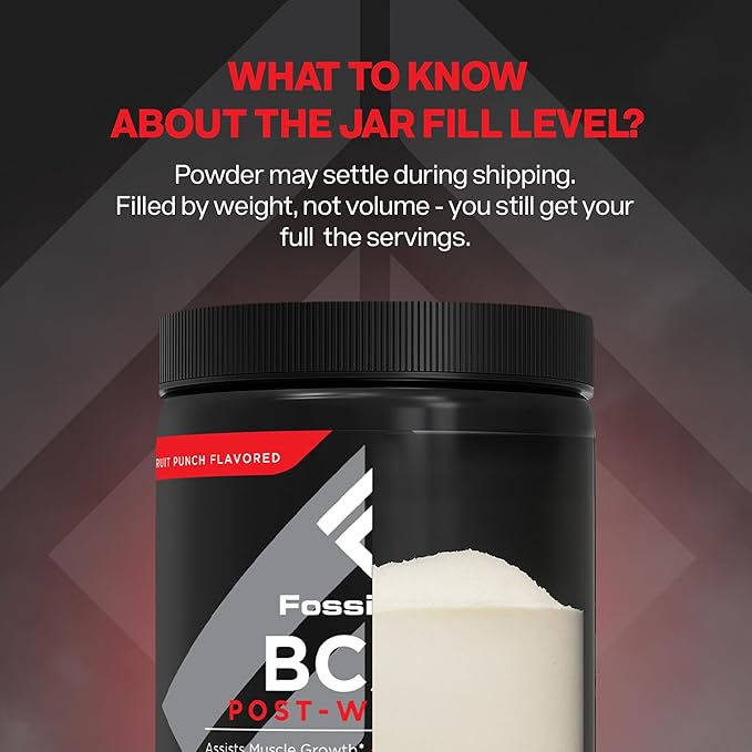 Fossil Fuel BCAA Sugar-Free Post-Workout Powder with BCAA’s, Glutamine, Vitamin B6 Essential Amino Acids for After Workout Muscle Recovery, Endurance and Hydration Fruit Punch (30 Servings)