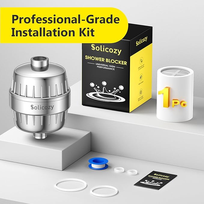 CHLORINE BUSTER ! 25+ Stage High Output Shower Filter for Shower Heads – Softens Water Filter Removes 99% of Impurities – Improves Skin, Hair, Nails – Reduces Dry Itchy Skin, Dandruff, Eczema