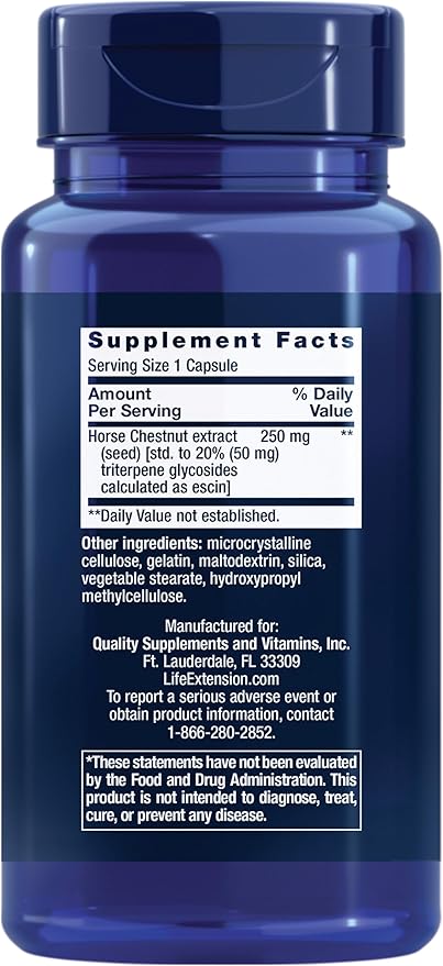 Life Extension Venotone – Standardized Horse Chestnut – Promotes Healthy Fluid Balance – Gluten-Free, Non-GMO – 60 Capsules