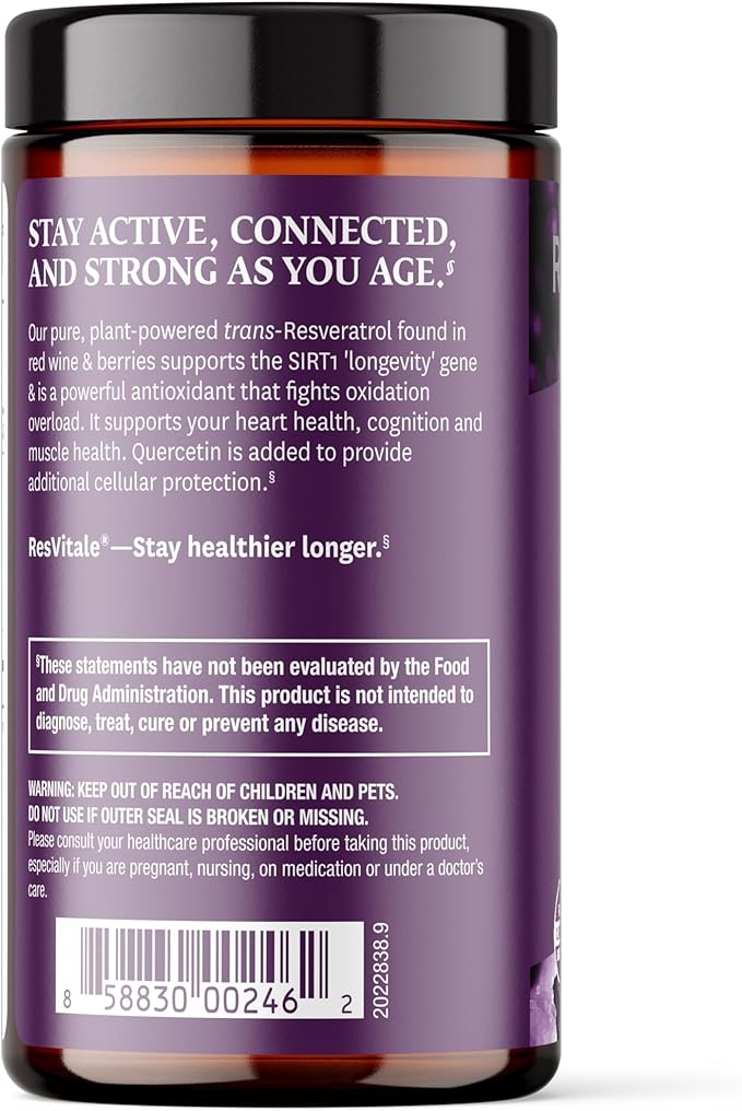 ResVitale Resveratrol 500 mg - Resveratrol Supplement for Men and Women - 60 Veggie Capsules