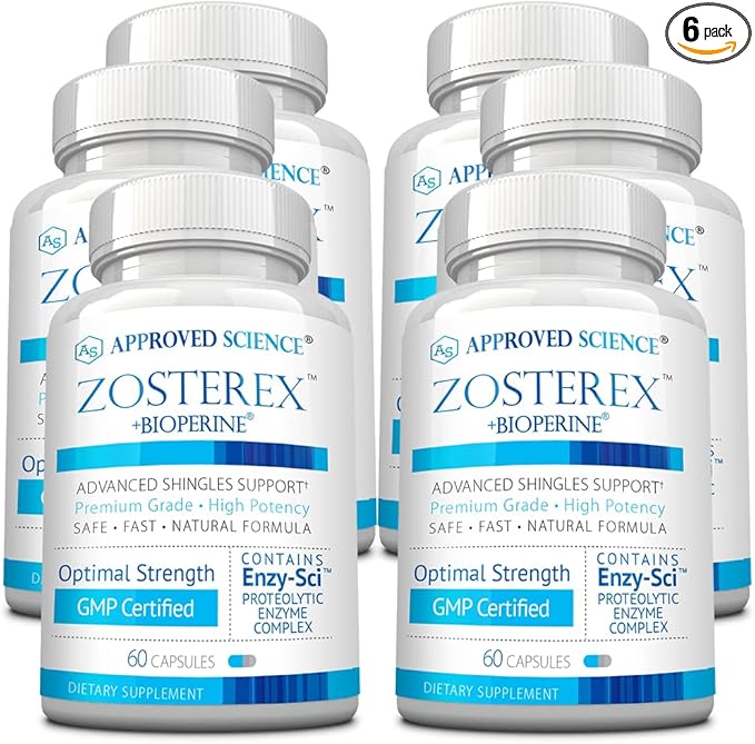 Approved Science Zosterex - Immune Support - L-Lysine 1000 mg, Vitamin B Blend, Mushroom Blend - 6 Month Supply