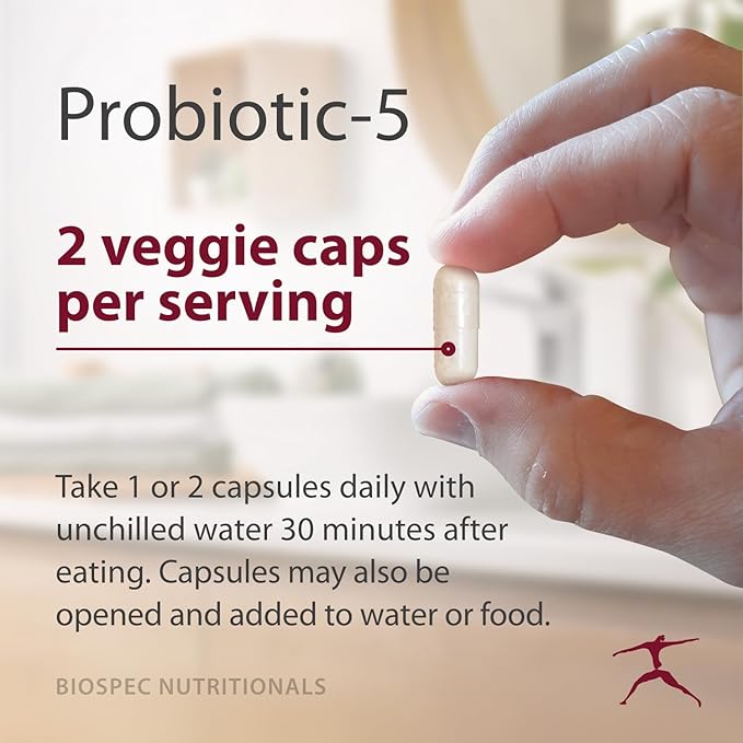 Probiotic-5 – Broad-Spectrum Probiotic Complex w/ 5 Billion Microorganisms and 5 Unique Probiotic Strains per Capsule.