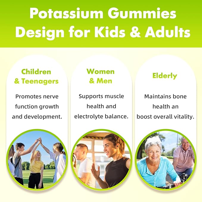 softbear Potassium Chloride Gummies 1200mg, Sugar-Free Potassium Gummies for Adults Support Leg Cramps High Potency Potassium Chloride Supplement, Pineapple Flavor 60 Count