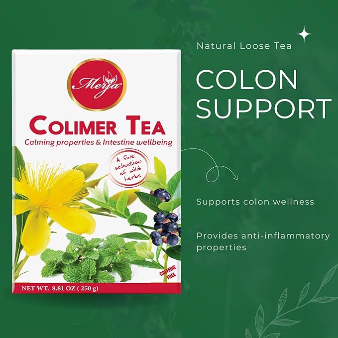 Merja Herbs Colimer Tea - Colon Support & Cleanse & Detox - Helps in Constipations - Caffeine Free - 100% Natural & Premium Quality 250gr 8.82 oz