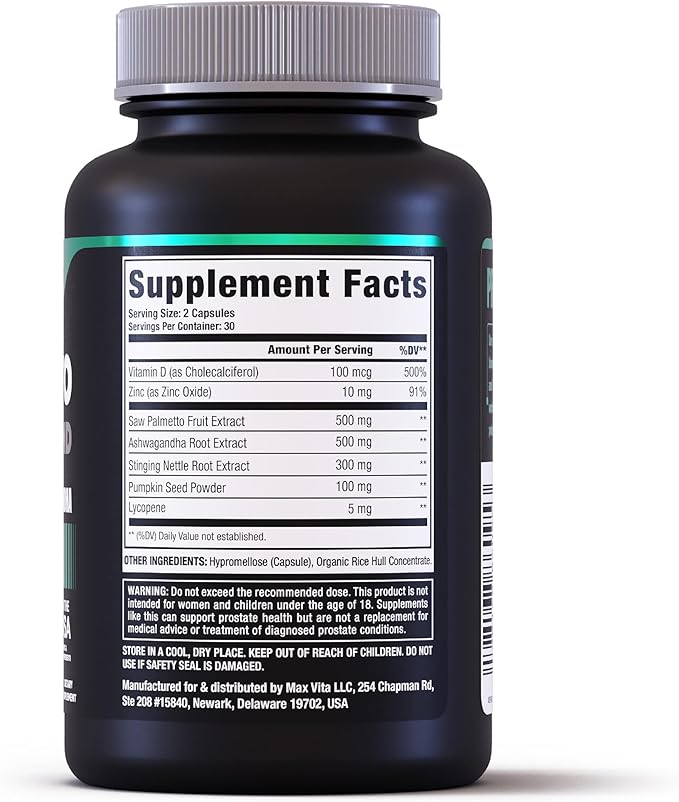 Prostate Premium - Saw Palmetto for Men, Stinging Nettle, Ashwagandha, Lycopene, Bladder & Urinary Relief, Prostate Supplement for Men, 60ct